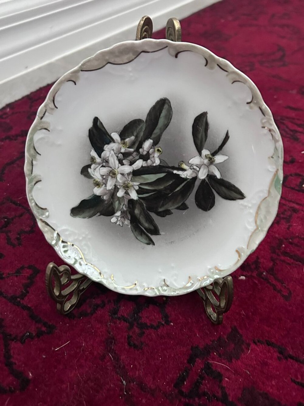 Antique B.B. & F Vienna Austria Floral Porcelain 6" Plate For A.B. Lowry